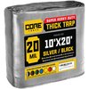 Core Tarps 20 ft L x 0.5 mm H x 10 ft W Heavy Duty 20 Mil Tarp, Silver/Black, Polyethylene CT-701-10X20